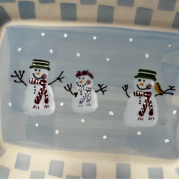 Hartstone Pottery Snow People Serving Tray - Picture 2 of 4